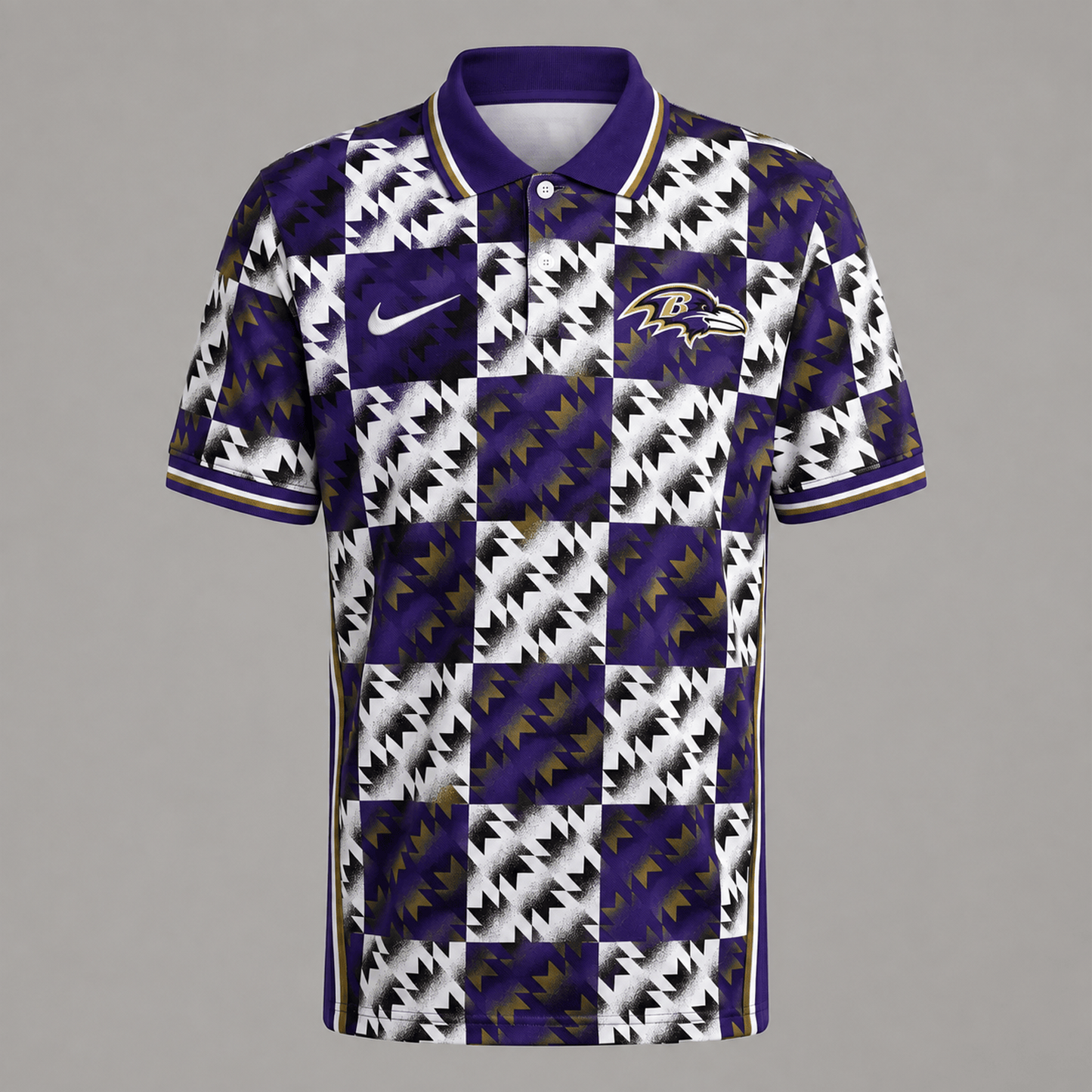 Premium NFL x BAL Menƒ??s Retro Geometric Pattern Polo Shirt