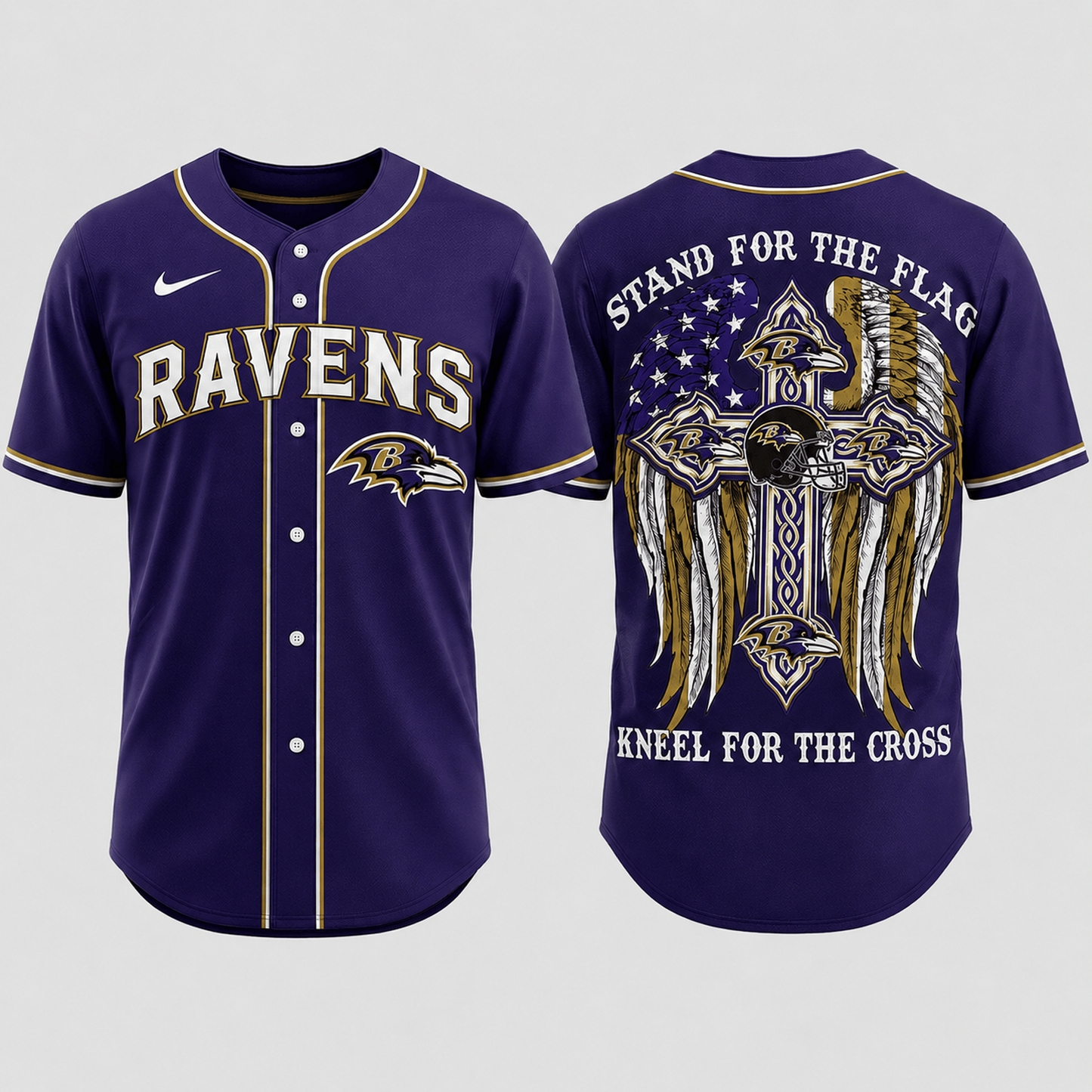 Premium NFL x BAL Stand For The Flag Kneel For The Cross Jersey Shirt