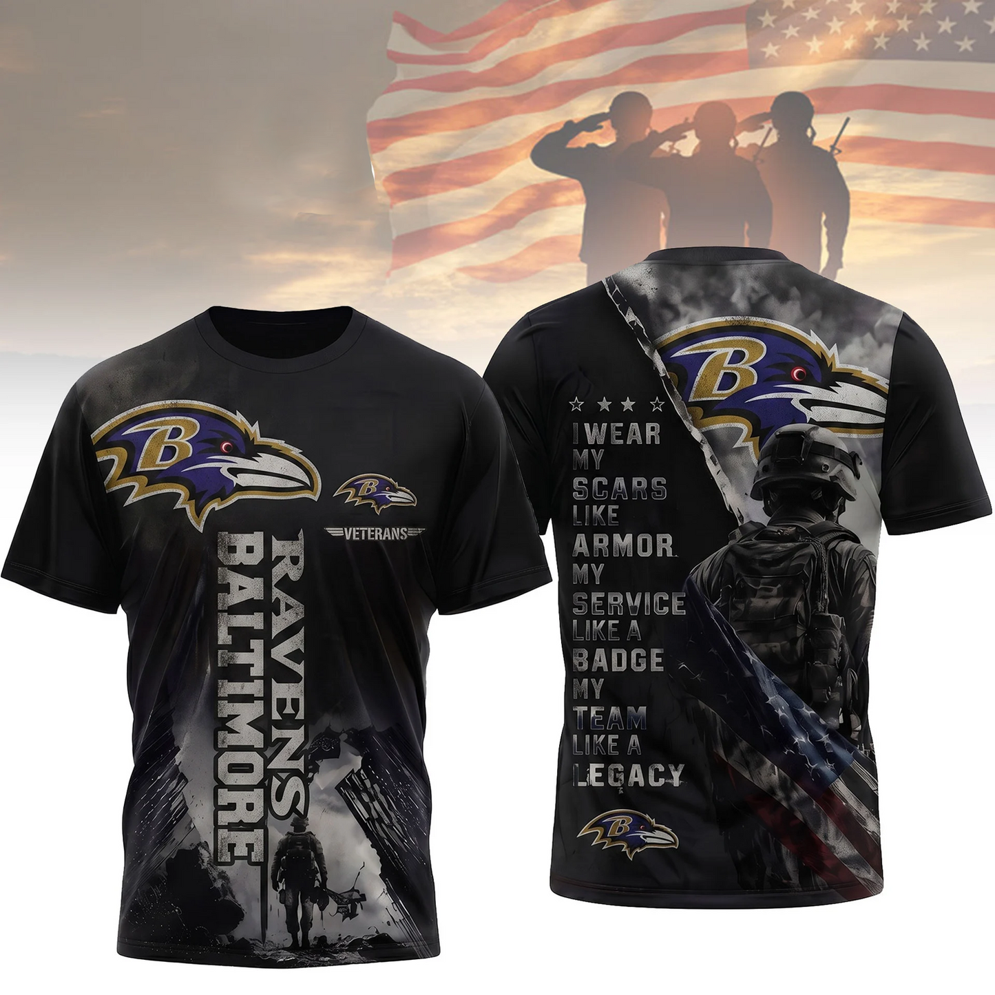 Premium NFL x BAL Veterans Legacy Team 3D Shirt