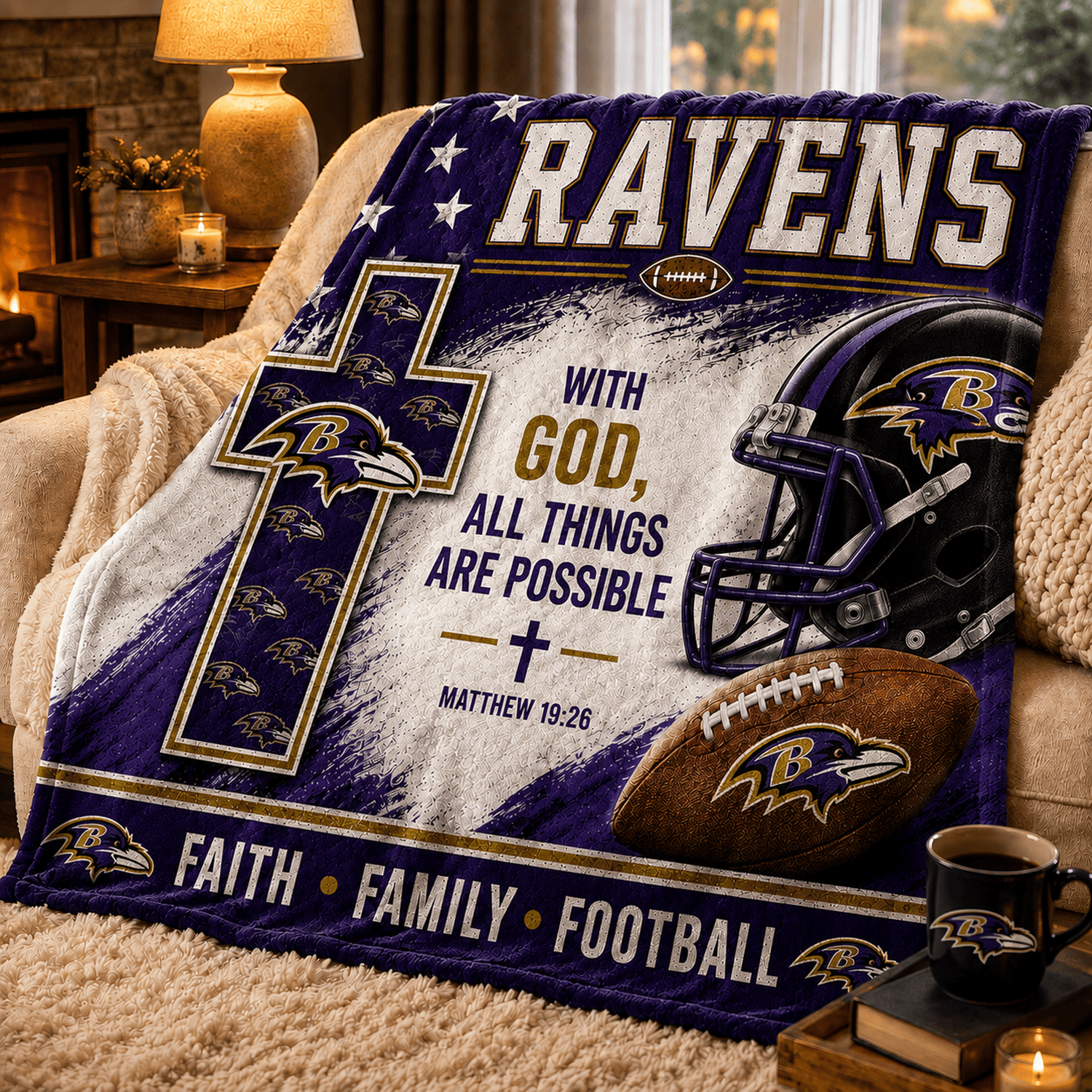 Premium NFL x BAL With God All Things Are Possible Blanket DATND TANTD 210826
