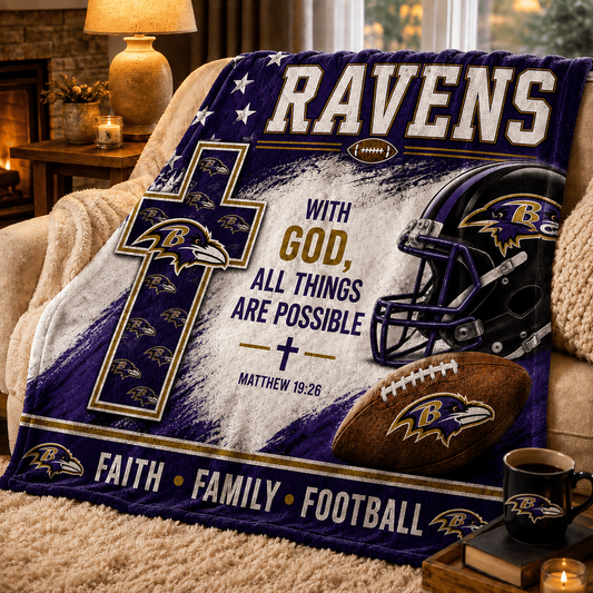 Premium NFL x BAL With God All Things Are Possible Blanket DATND TANTD 210826