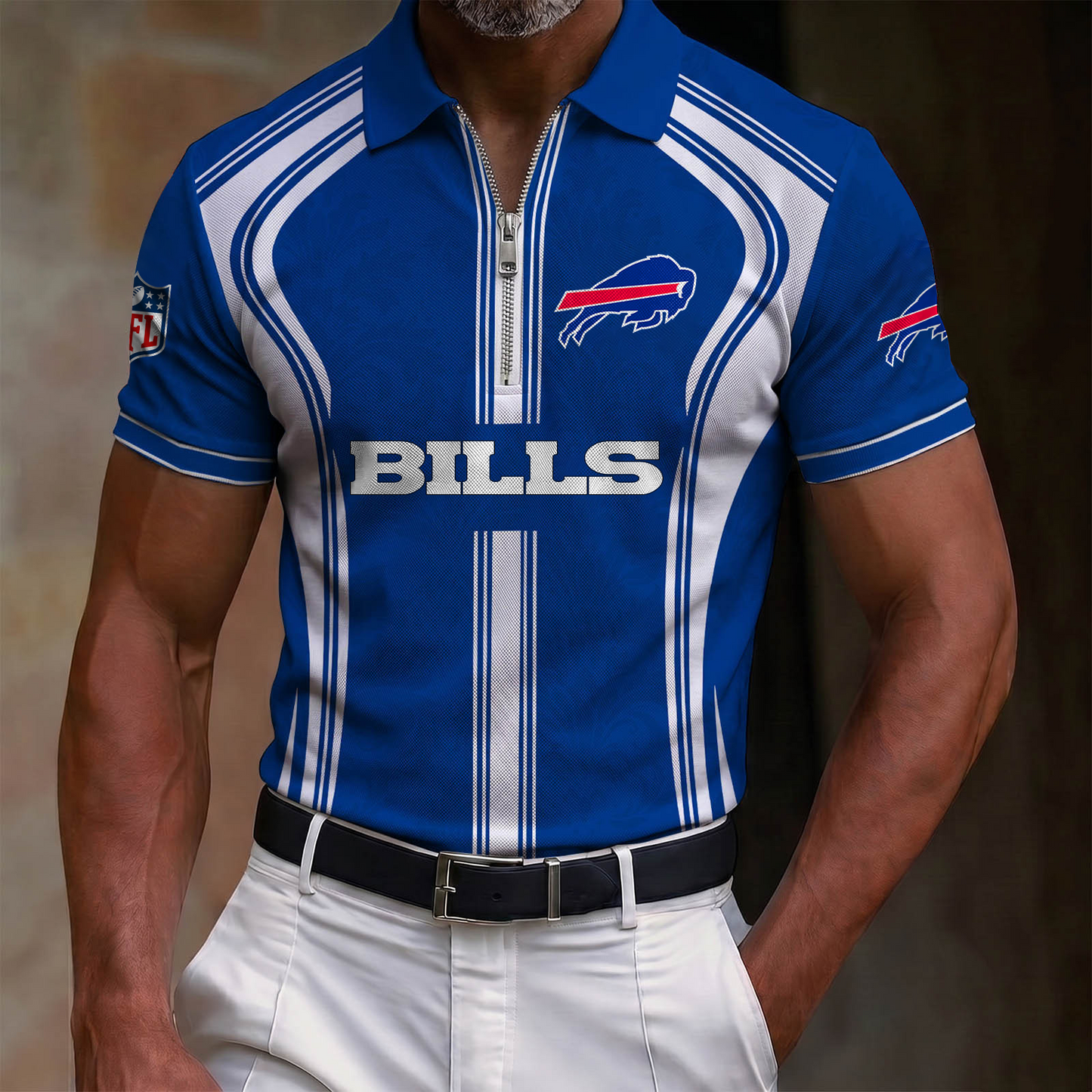 Premium NFL x BUF Quarter-Zip Polo Shirt