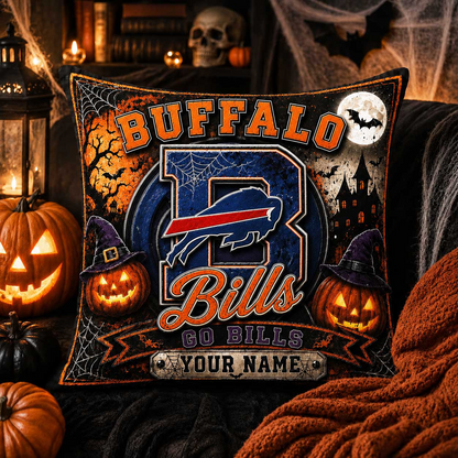 Premium NFL x BUF Spooky Season Fan Personalized Pillow