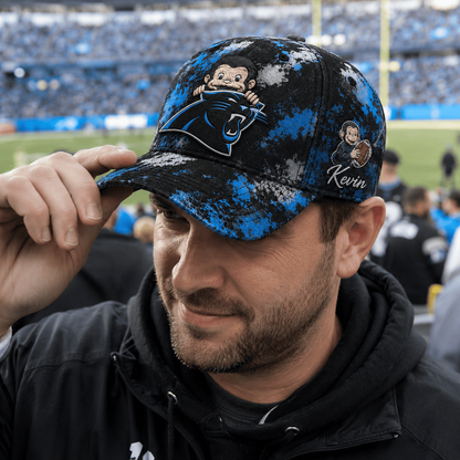 Premium NFL x CAR Curious George Custom Name Classic Cap For Passionate Game Day Fans