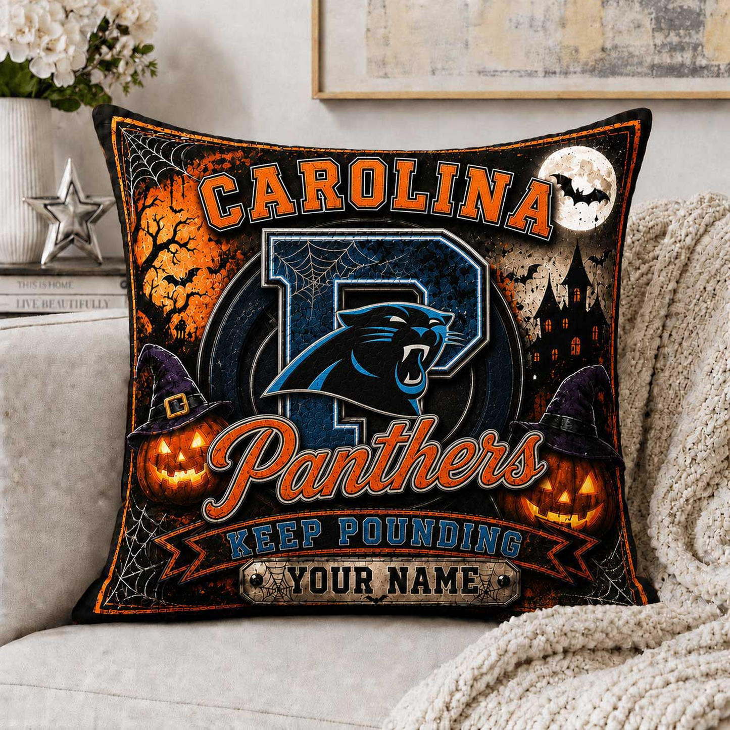 Premium NFL x CAR Spooky Season Fan Personalized Pillow