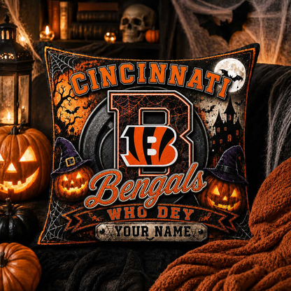 Premium NFL x CIN Spooky Season Fan Personalized Pillow