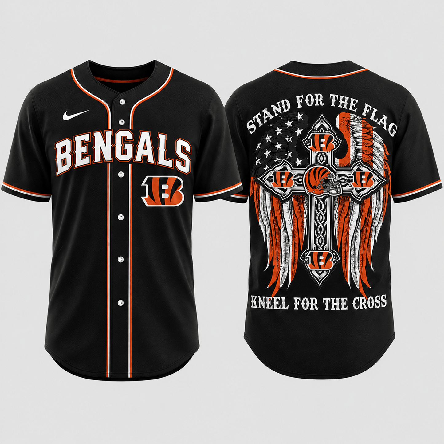 Premium NFL x CIN Stand For The Flag Kneel For The Cross Jersey Shirt