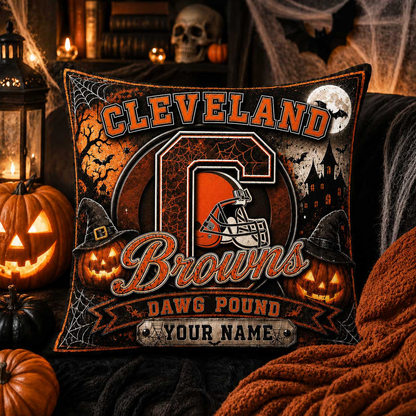 Premium NFL x CLE Spooky Season Fan Personalized Pillow