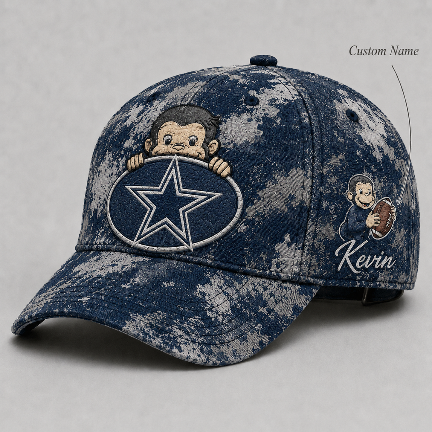 Premium NFL x DAL Curious George Custom Name Classic Cap For Passionate Game Day Fans