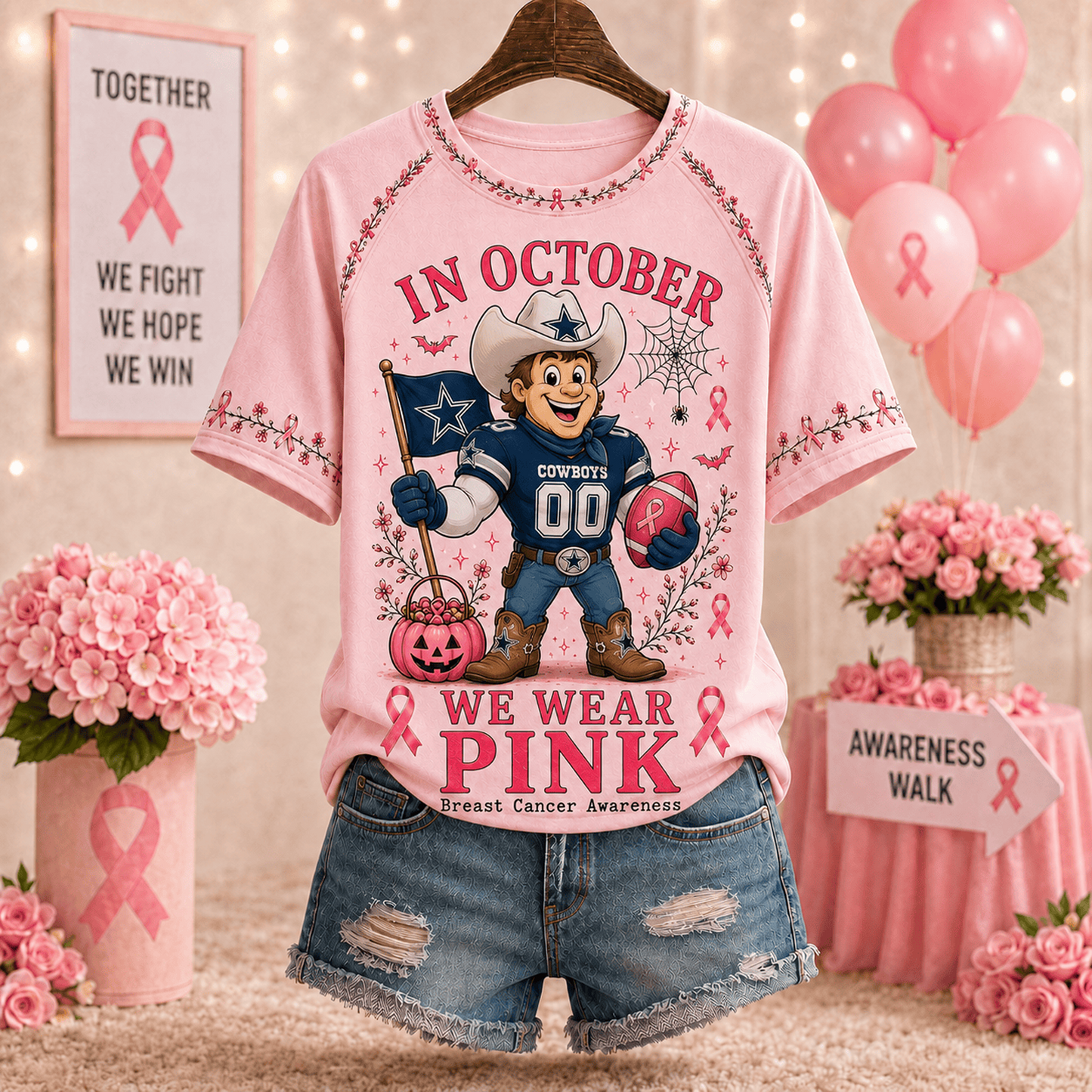 Premium NFL x DAL In October We Wear Pink V-neck