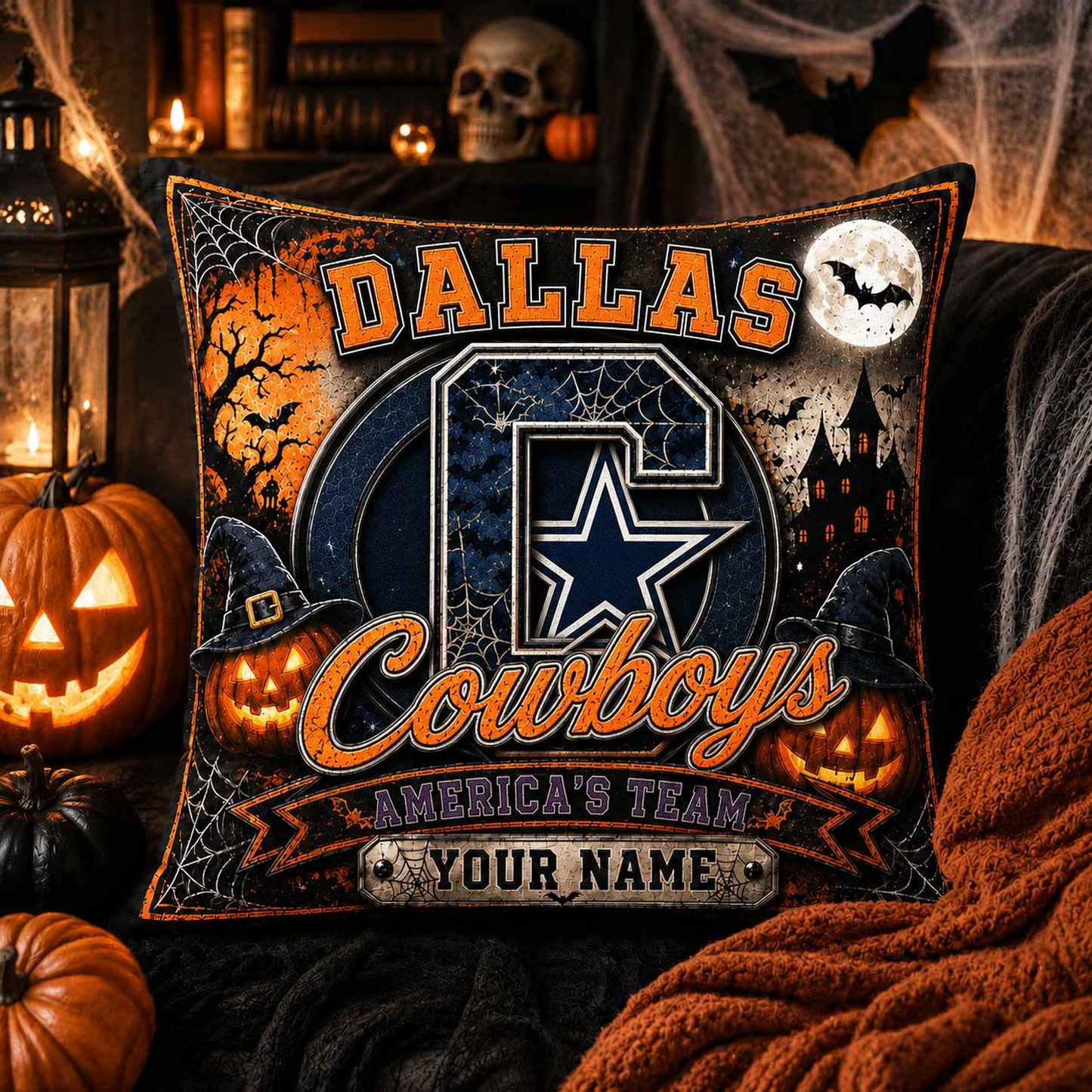 Premium NFL x DAL Spooky Season Fan Personalized Pillow