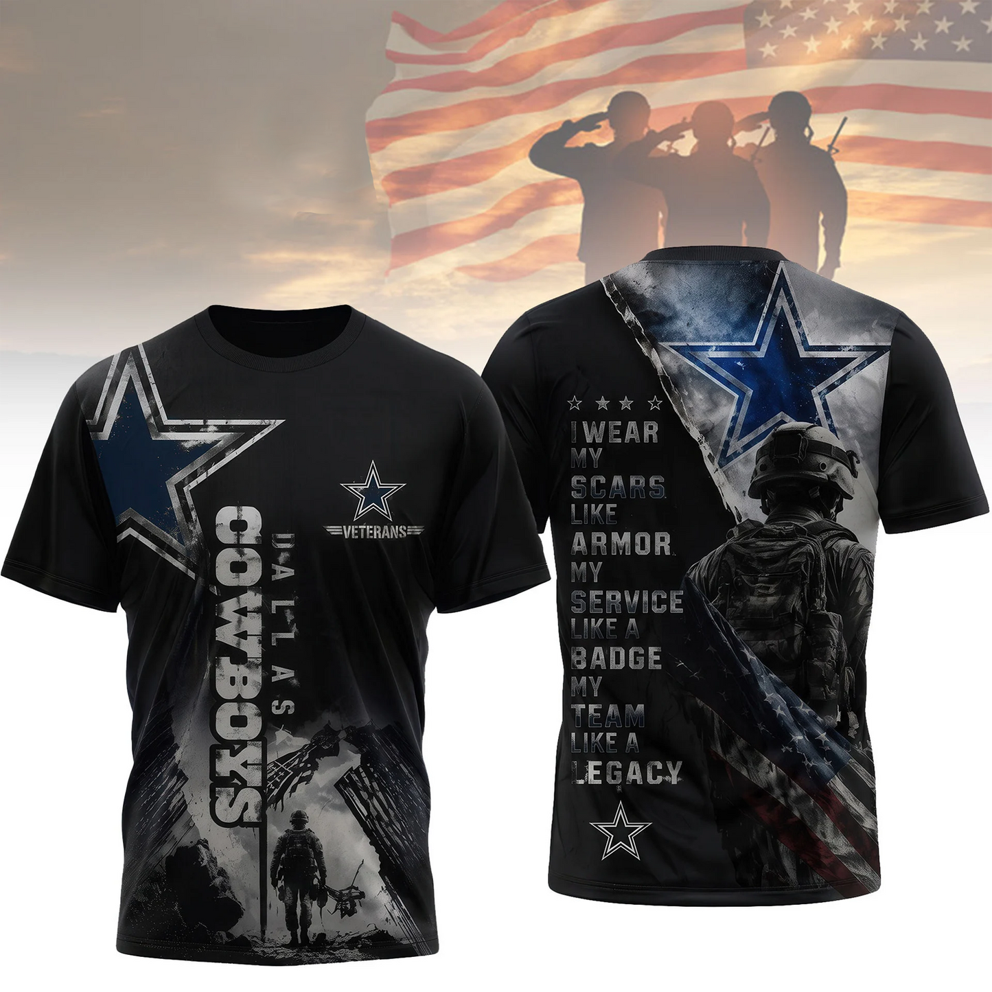 Premium NFL x DAL Veterans Legacy Team 3D Shirt