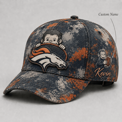 Premium NFL x DEN Curious George Custom Name Classic Cap For Passionate Game Day Fans
