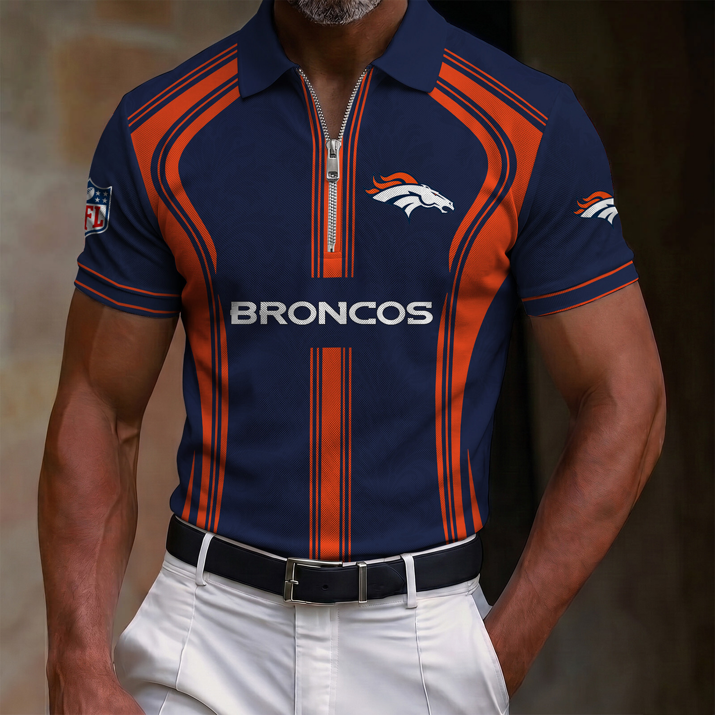 Premium NFL x DEN Quarter-Zip Polo Shirt