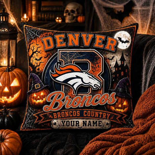 Premium NFL x DEN Spooky Season Fan Personalized Pillow