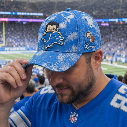 Premium NFL x DET Curious George Custom Name Classic Cap For Passionate Game Day Fans