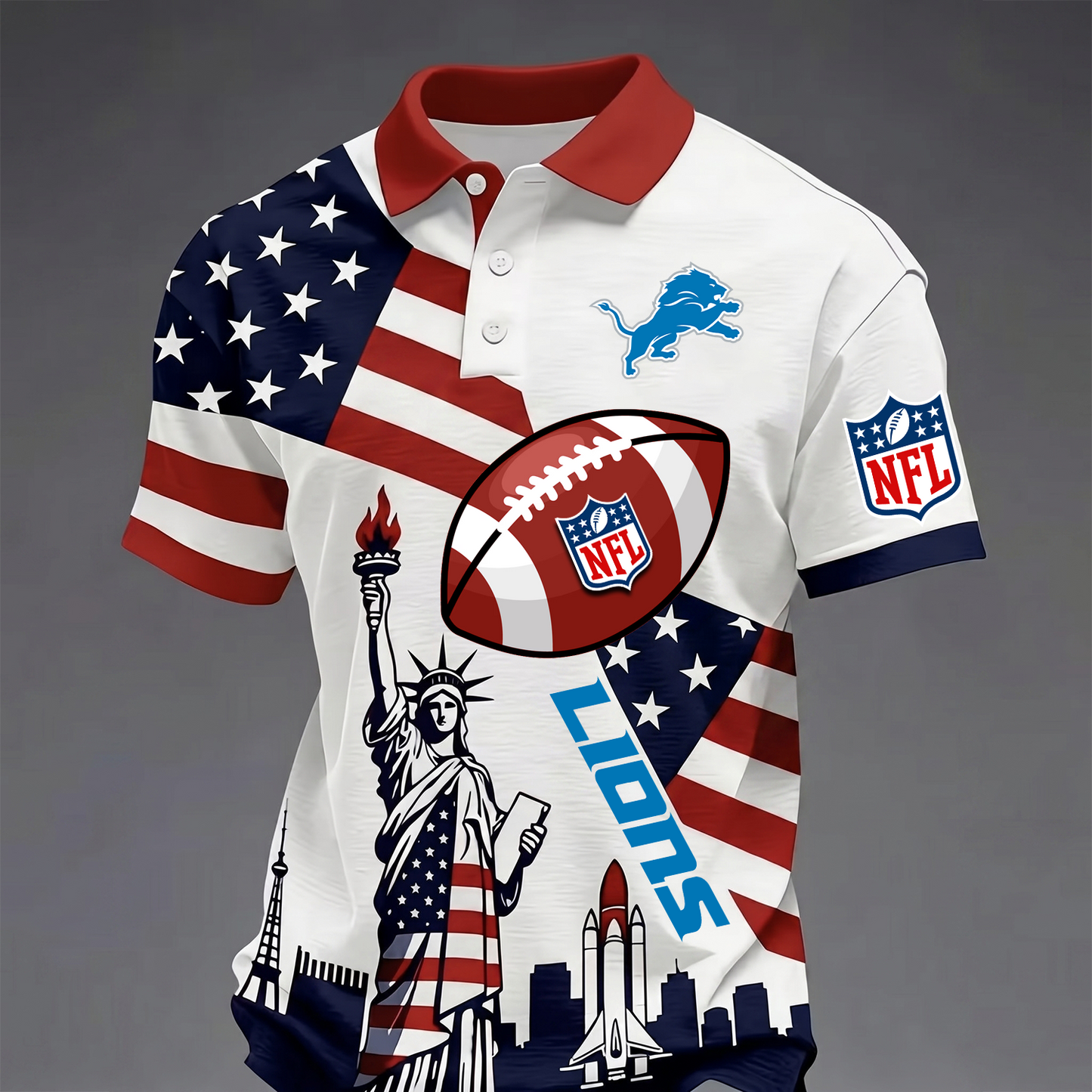 Premium NFL x DET USA 250 Year Anniversary Polo Shirt 200626