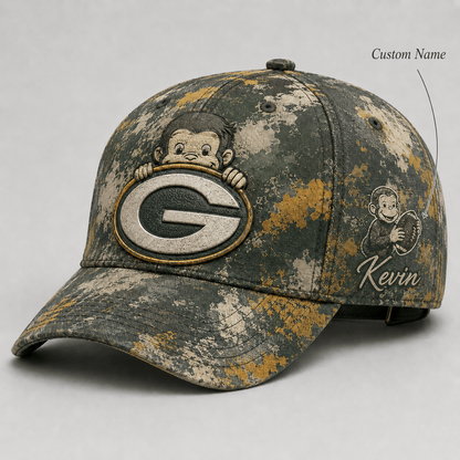 Premium NFL x GB Curious George Custom Name Classic Cap For Passionate Game Day Fans