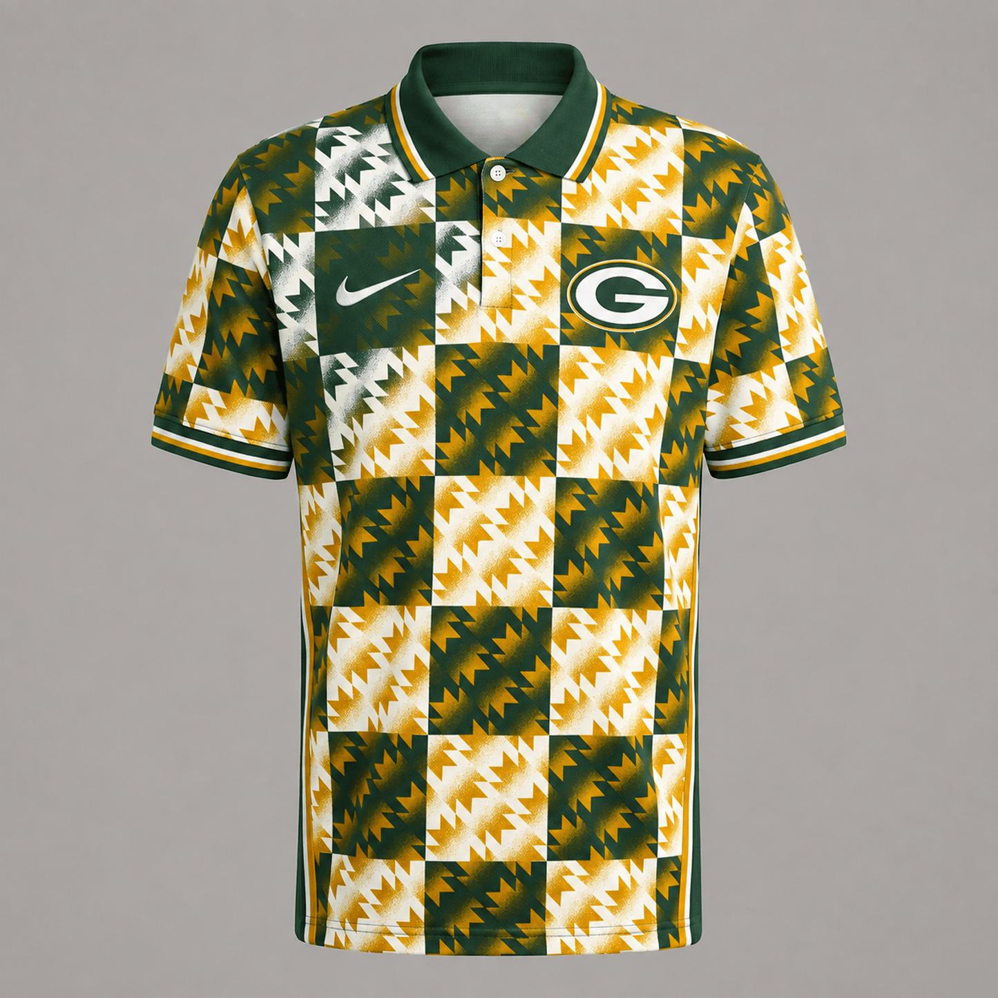 Premium NFL x GB Menƒ??s Retro Geometric Pattern Polo Shirt