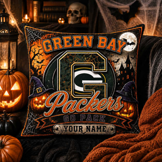 Premium NFL x GB Spooky Season Fan Personalized Pillow