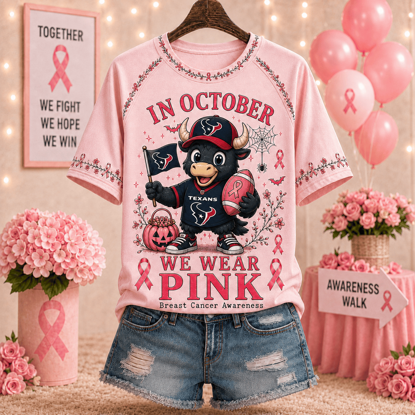 Premium NFL x HOU In October We Wear Pink V-neck