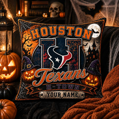 Premium NFL x HOU Spooky Season Fan Personalized Pillow