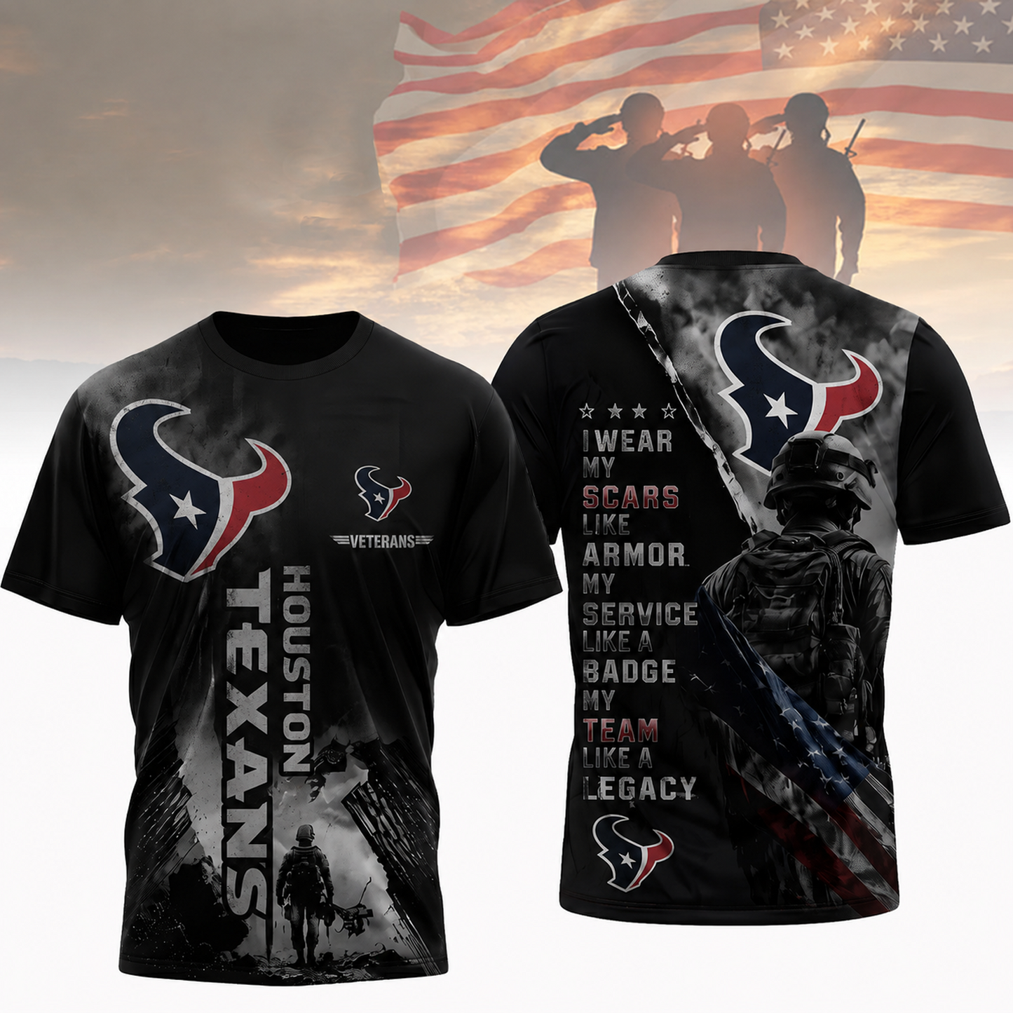 Premium NFL x HOU Veterans Legacy Team 3D Shirt