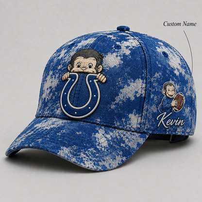 Premium NFL x IND Curious George Custom Name Classic Cap For Passionate Game Day Fans