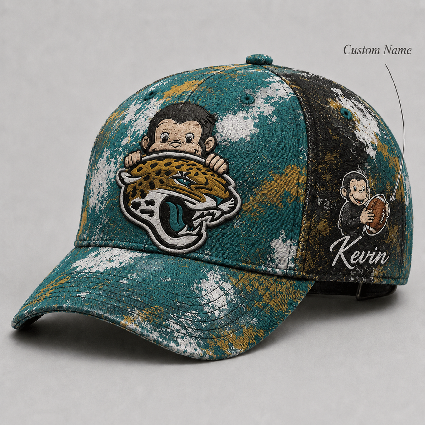 Premium NFL x JAX Curious George Custom Name Classic Cap For Passionate Game Day Fans