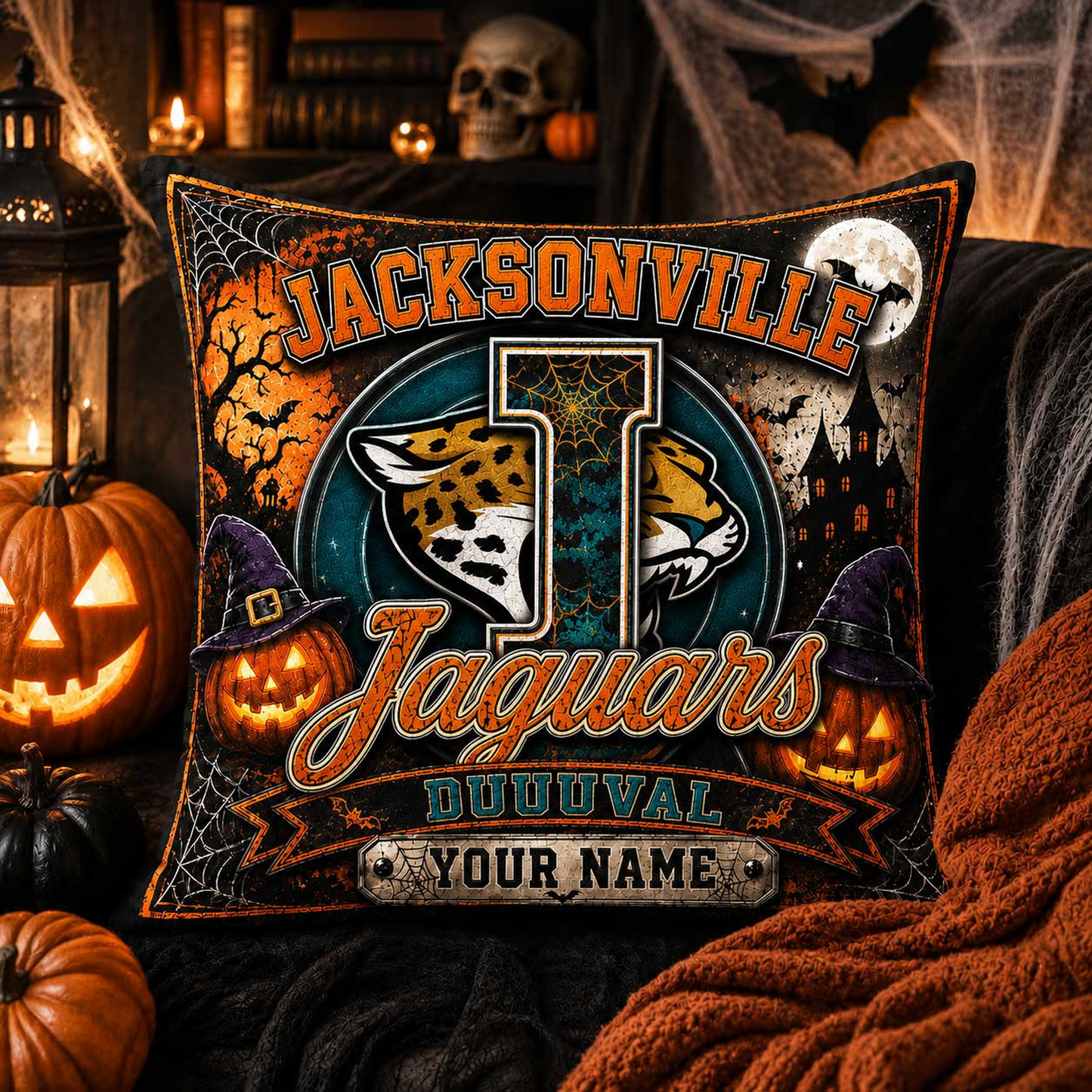 Premium NFL x JAX Spooky Season Fan Personalized Pillow