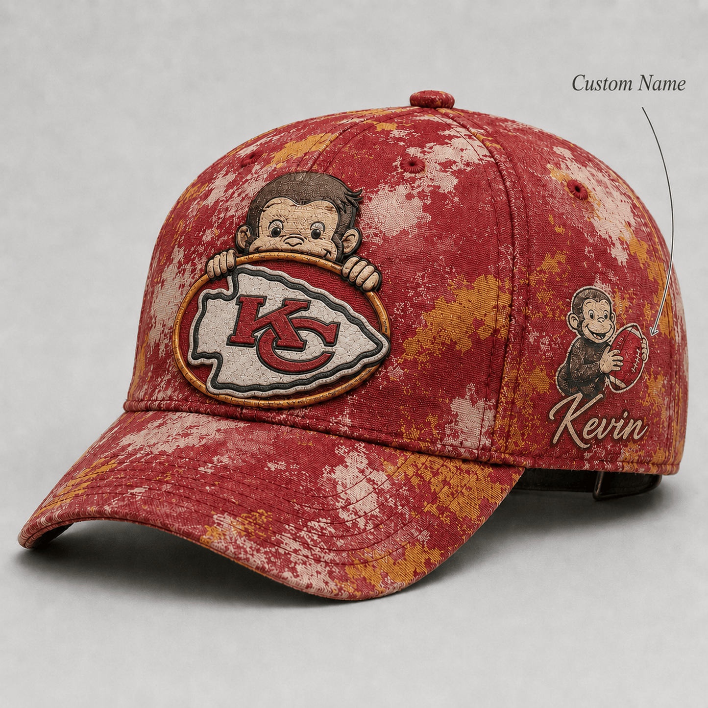 Premium NFL x KCC Curious George Custom Name Classic Cap For Passionate Game Day Fans