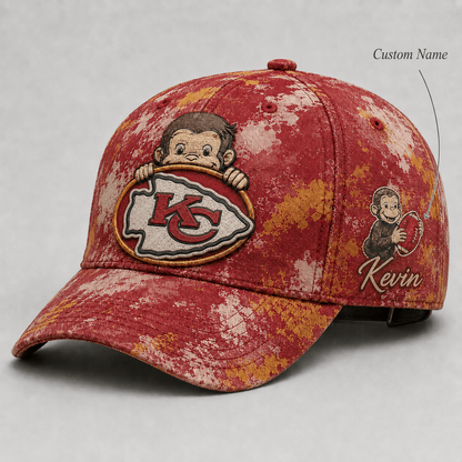 Premium NFL x KCC Curious George Custom Name Classic Cap For Passionate Game Day Fans