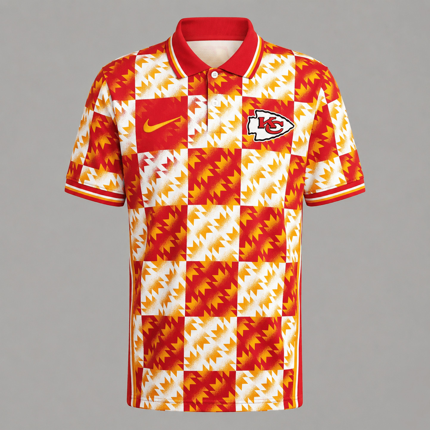 Premium NFL x KCC Menƒ??s Retro Geometric Pattern Polo Shirt