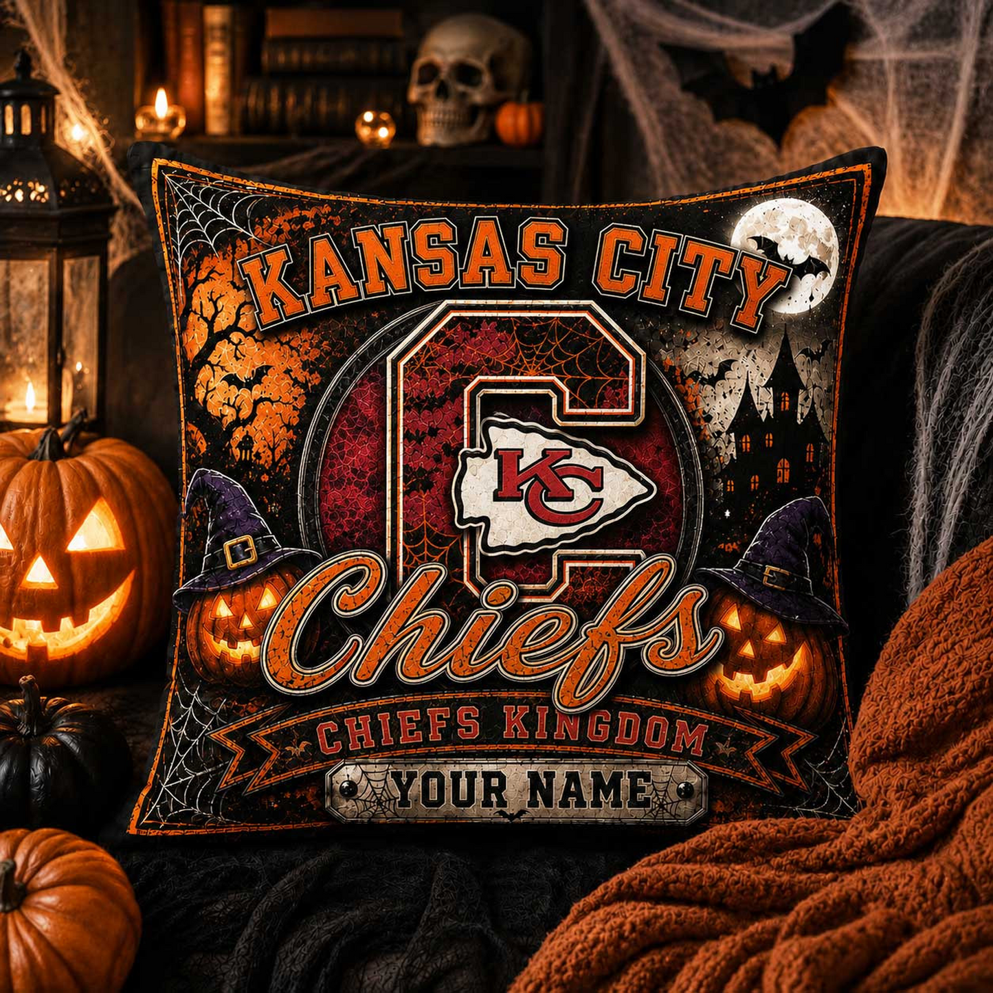 Premium NFL x KCC Spooky Season Fan Personalized Pillow