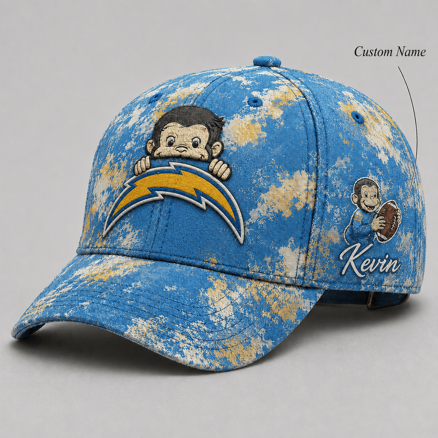 Premium NFL x LAC Curious George Custom Name Classic Cap For Passionate Game Day Fans