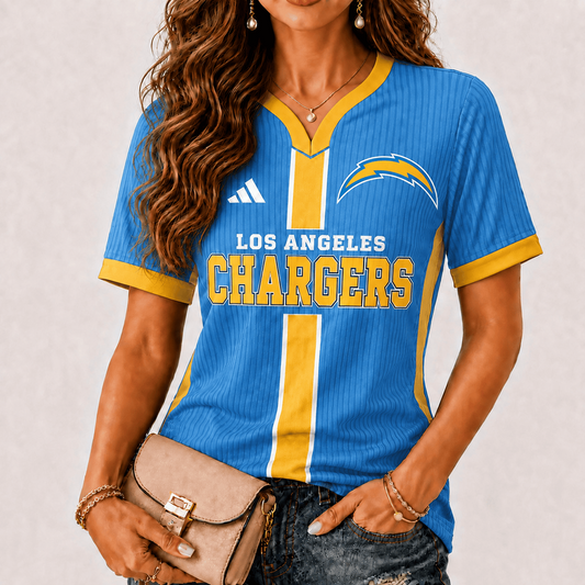 Premium NFL x LAC Game Day Women V-Neck Short Sleeve
