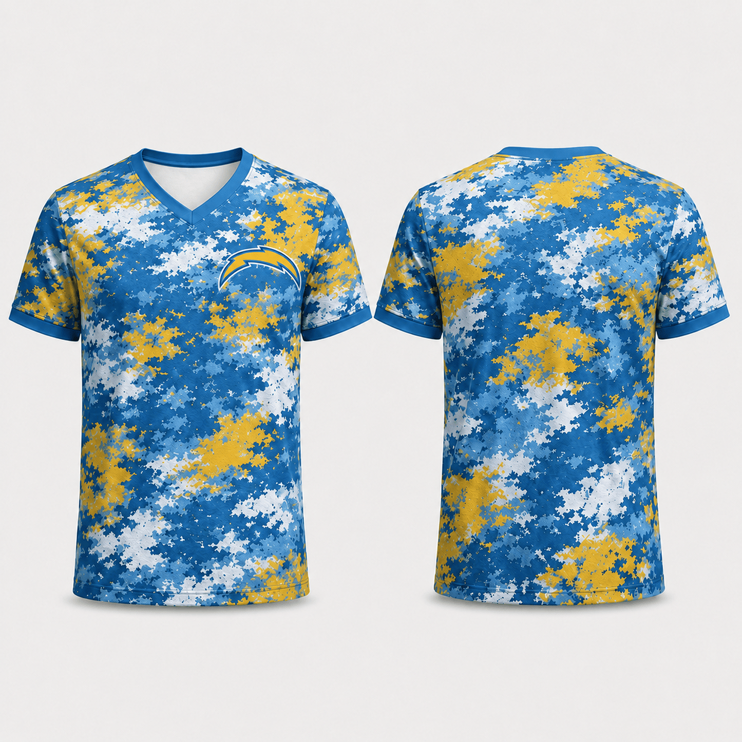 Premium NFL x LAC V-Neck Camo T-Shirt For Fans Loving Digital Camouflage