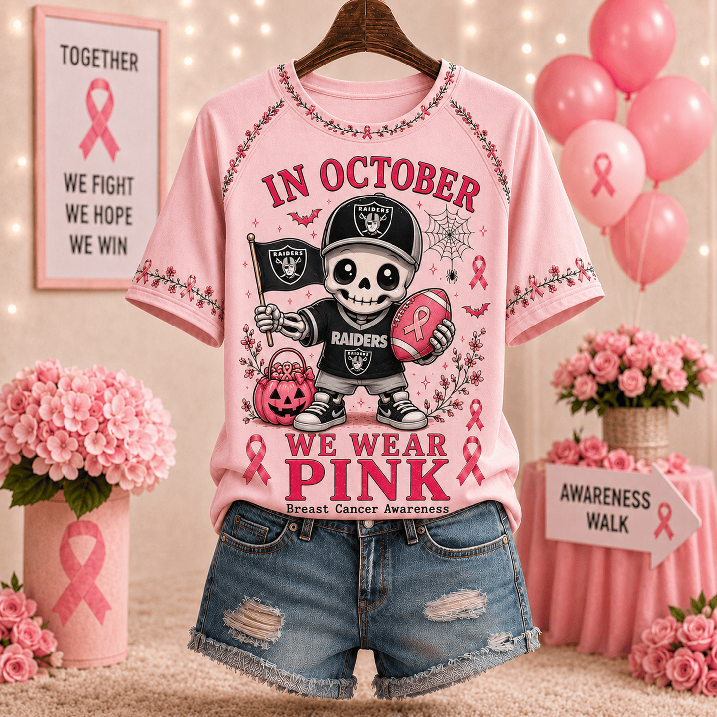 Premium NFL x LVR In October We Wear Pink V-neck
