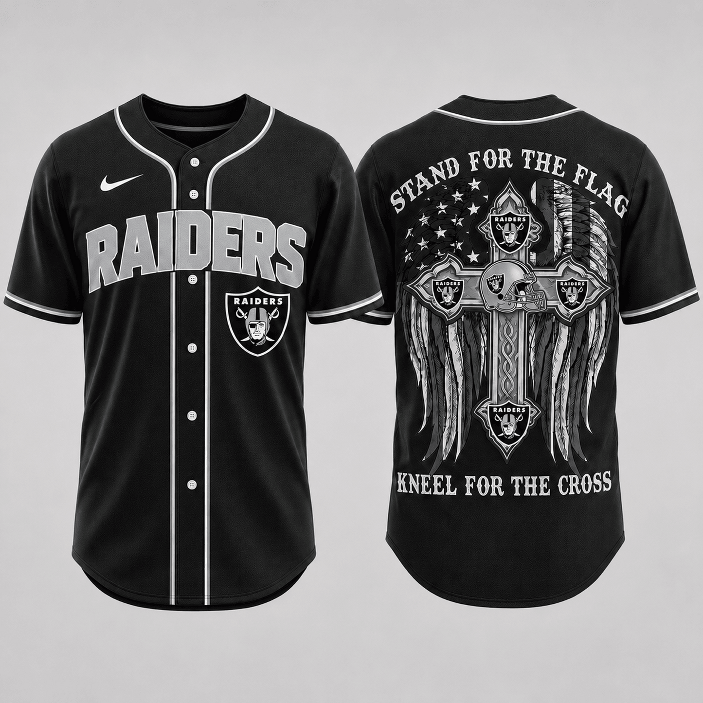 Premium NFL x LVR Stand For The Flag Kneel For The Cross Jersey Shirt