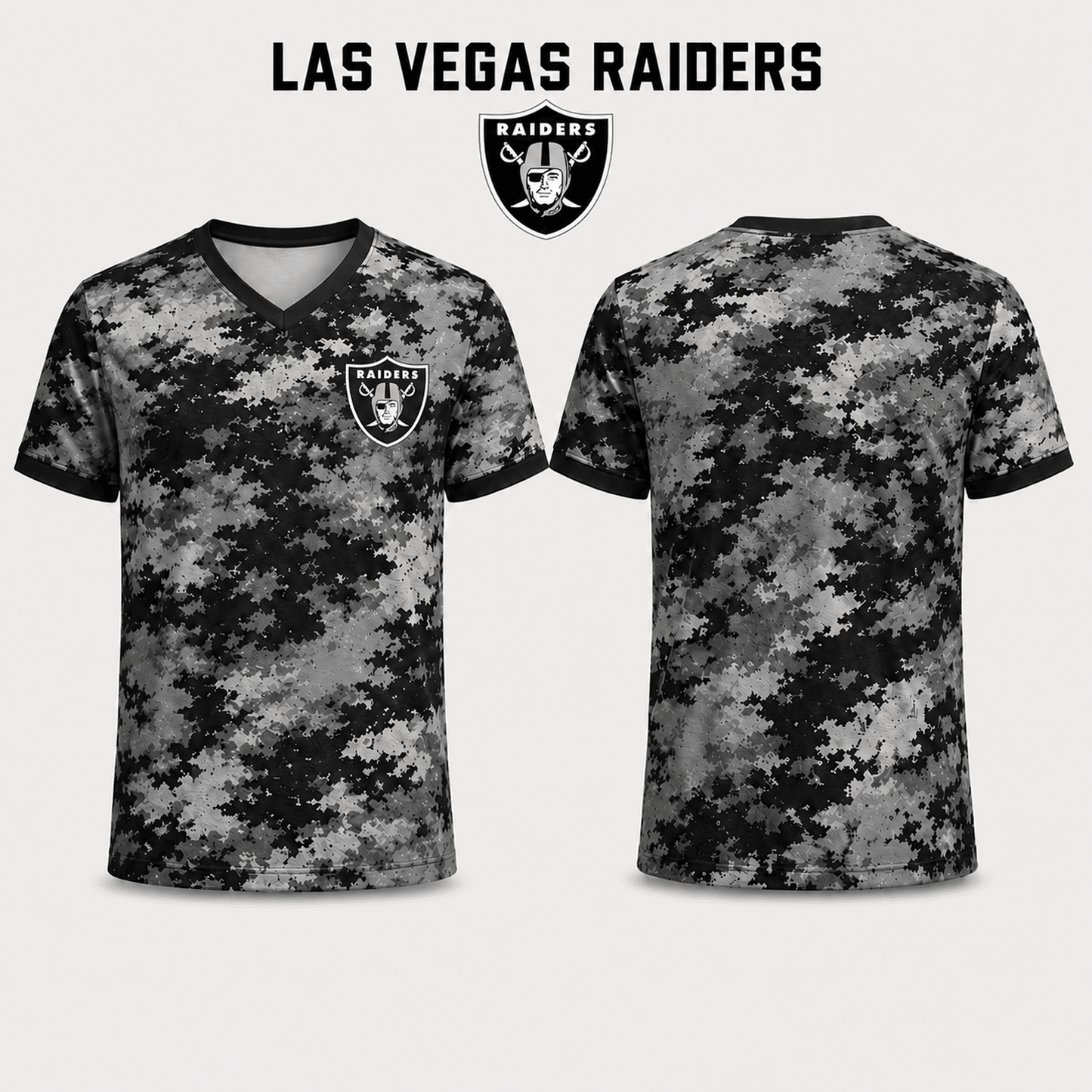Premium NFL x LVR V-Neck Camo T-Shirt For Fans Loving Digital Camouflage