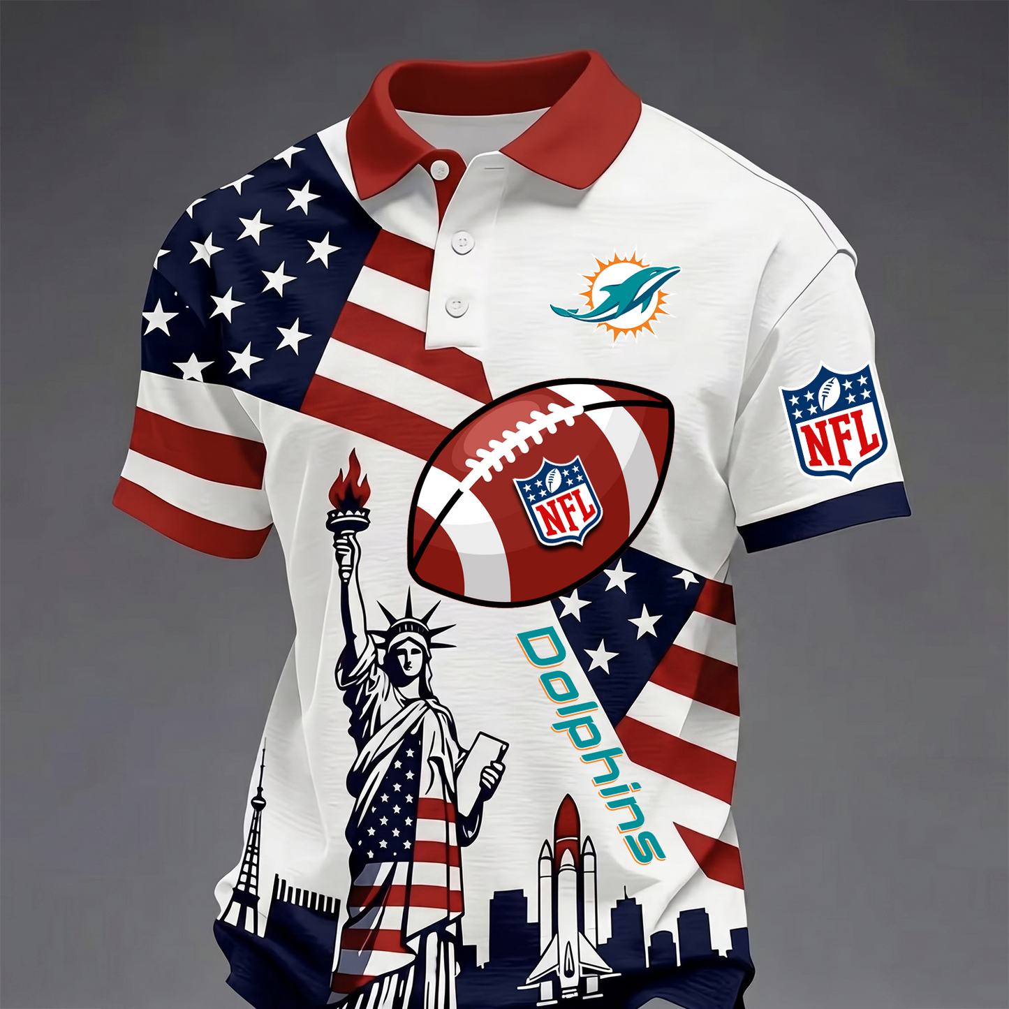 Premium NFL x MIA USA 250 Year Anniversary Polo Shirt 200626