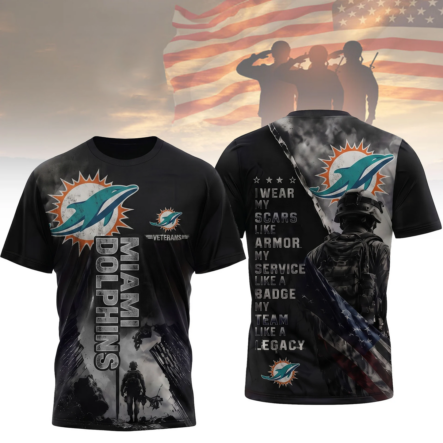 Premium NFL x MIA Veterans Legacy Team 3D Shirt
