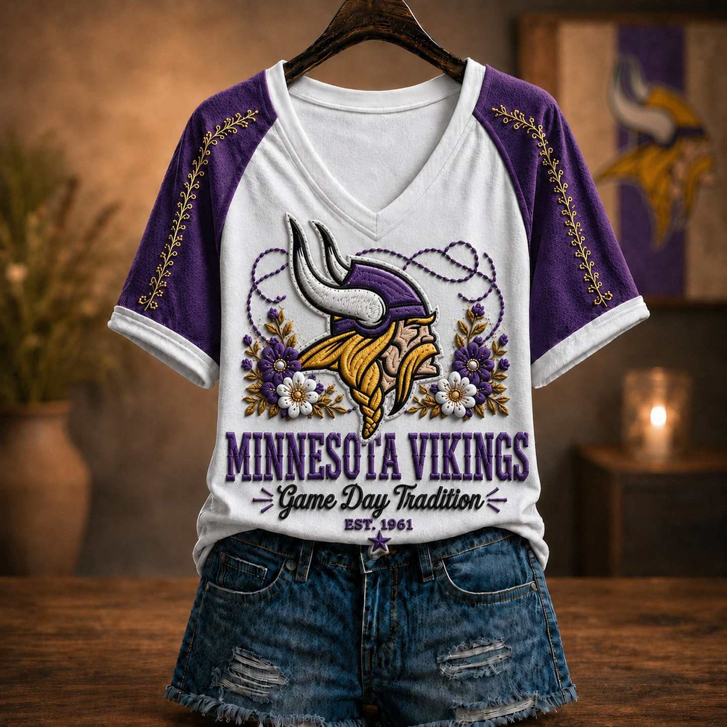 Premium NFL x MIN Raglan T-Shirt V-Neck