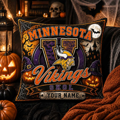 Premium NFL x MIN Spooky Season Fan Personalized Pillow