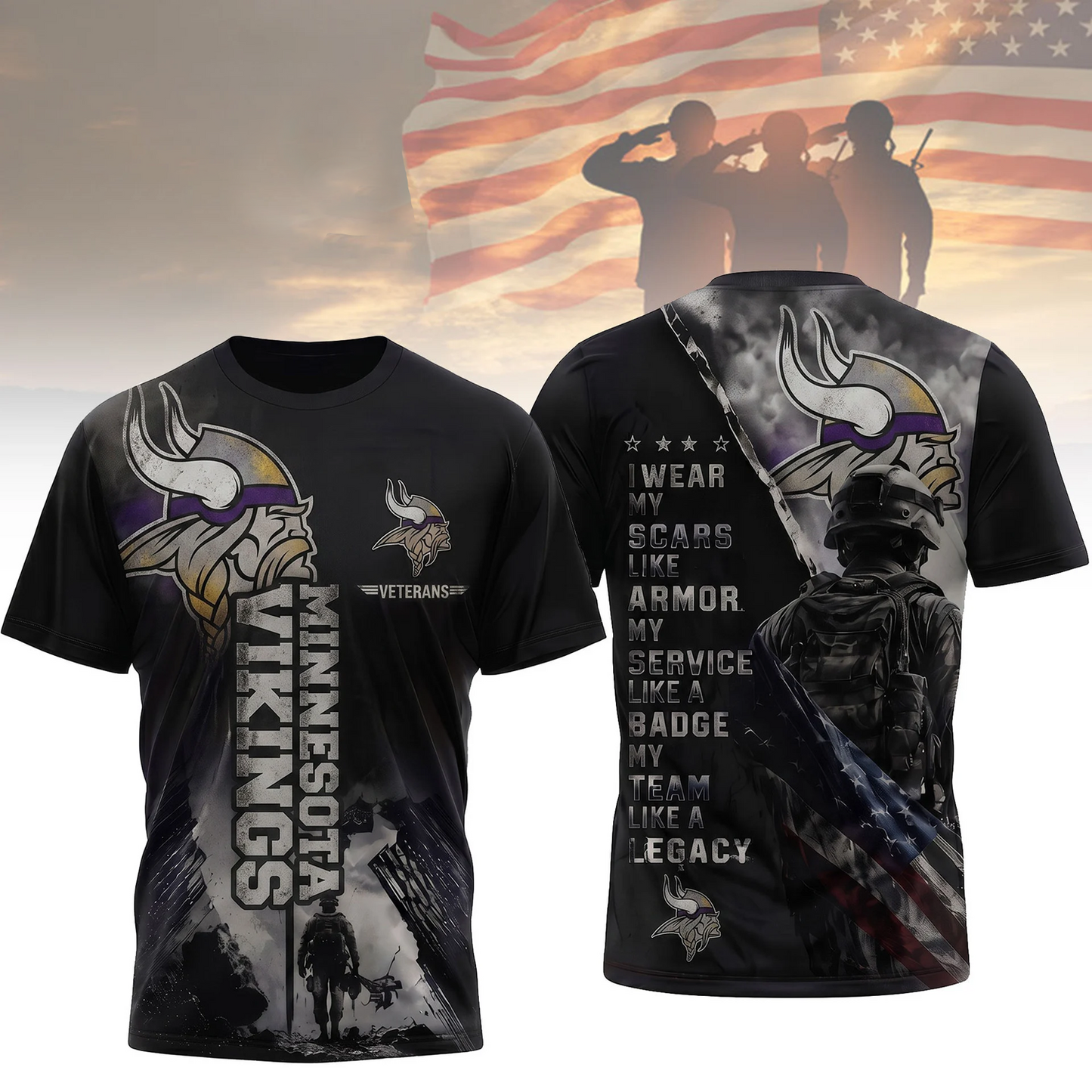 Premium NFL x MIN Veterans Legacy Team 3D Shirt