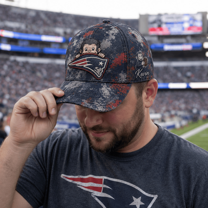 Premium NFL x NEP Curious George Custom Name Classic Cap For Passionate Game Day Fans
