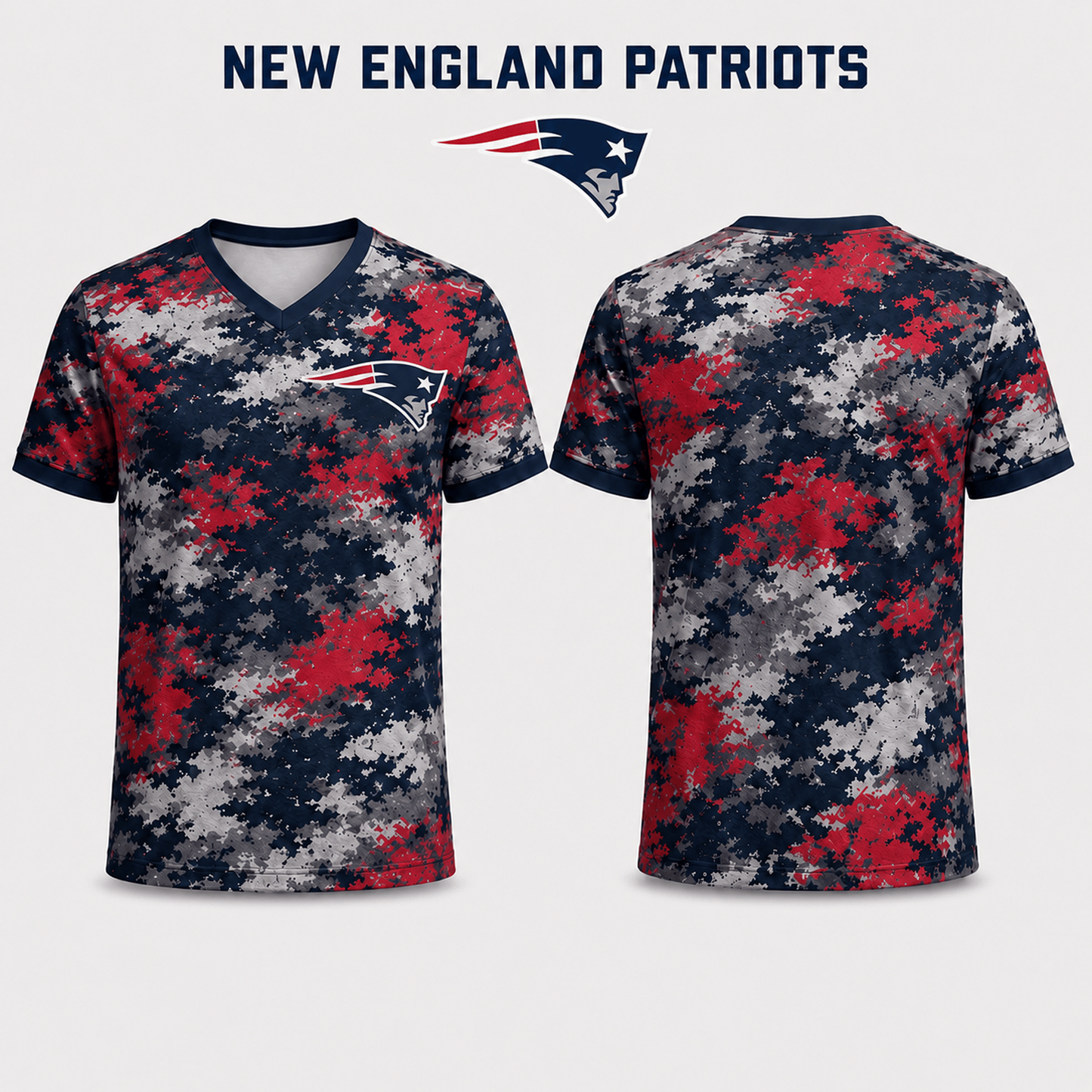 Premium NFL x NEP V-Neck Camo T-Shirt For Fans Loving Digital Camouflage