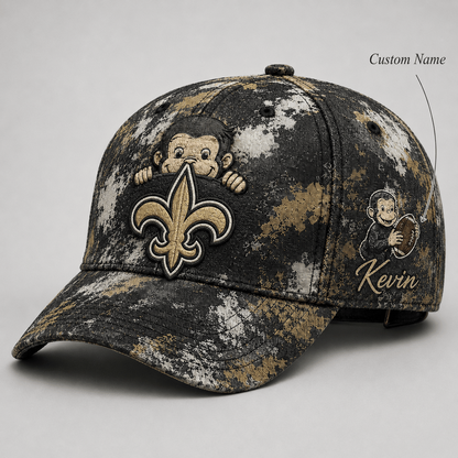Premium NFL x NO Curious George Custom Name Classic Cap For Passionate Game Day Fans