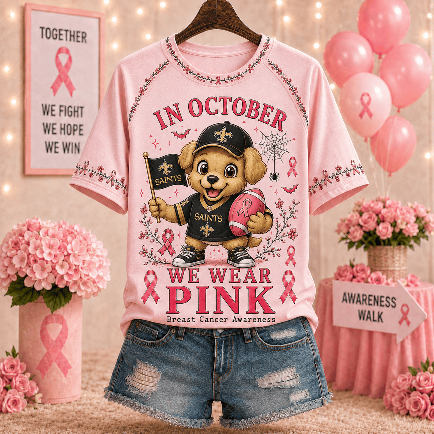 Premium NFL x NO In October We Wear Pink V-neck