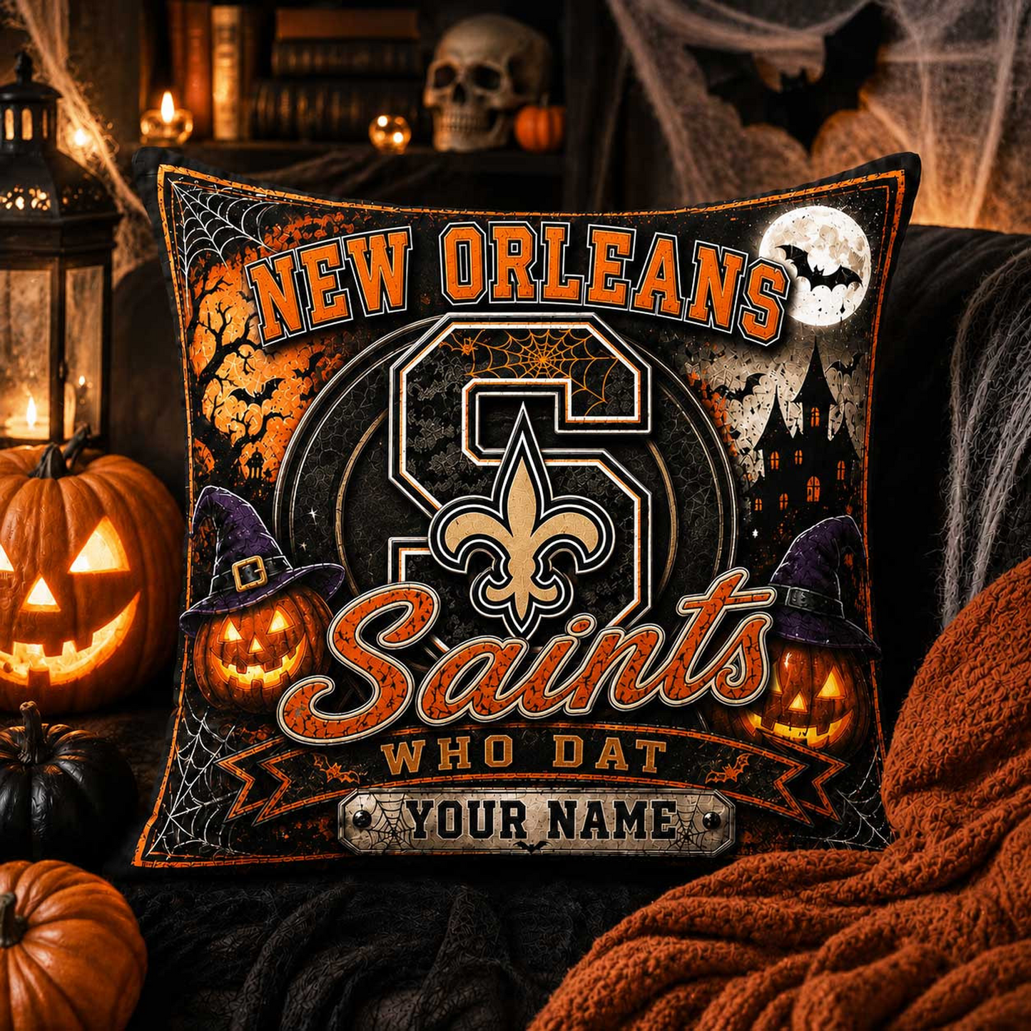 Premium NFL x NO Spooky Season Fan Personalized Pillow